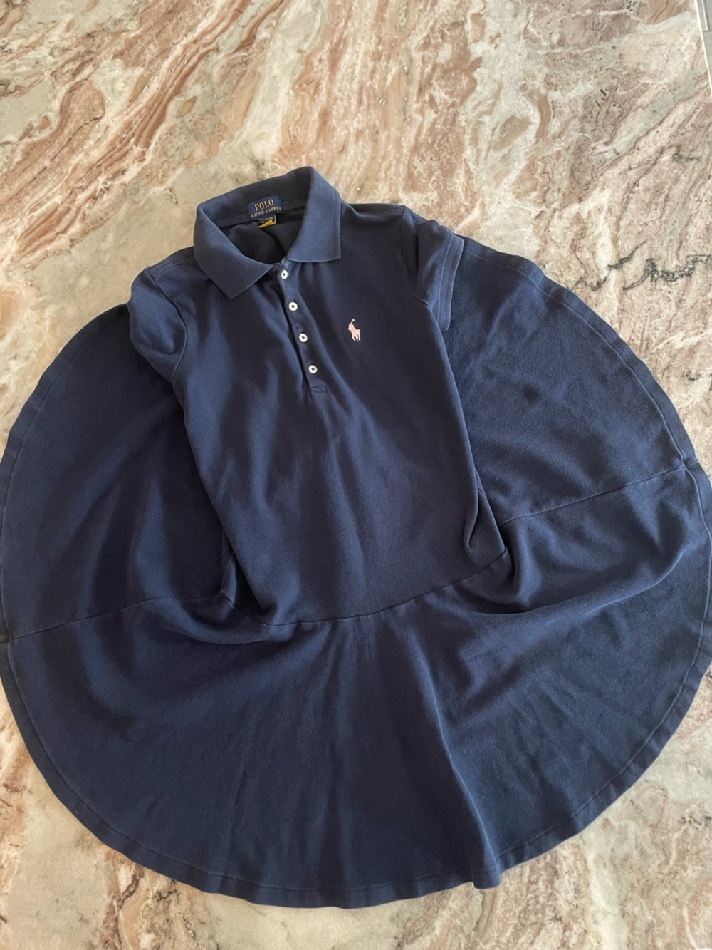 Girls Polo Ralph Lauren Navy Blue  Dress Short Sleeve Size 8